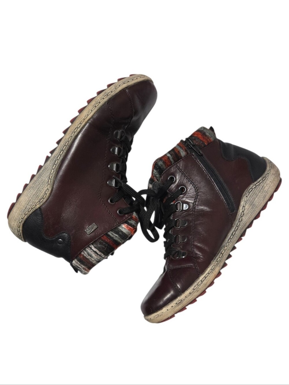Remonte Ricker Burgundy Leather Ankle Boots Outdoor Gopcore Ladies size EU 38